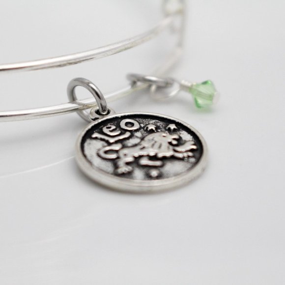 August Leo Adjustable Charm Bangle - Handmade Zodiac Bracelet - Picture 9 of 12